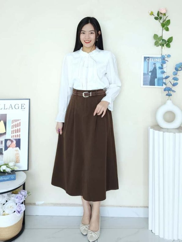 Premium Velvet Midi Skirt (9908)B31
