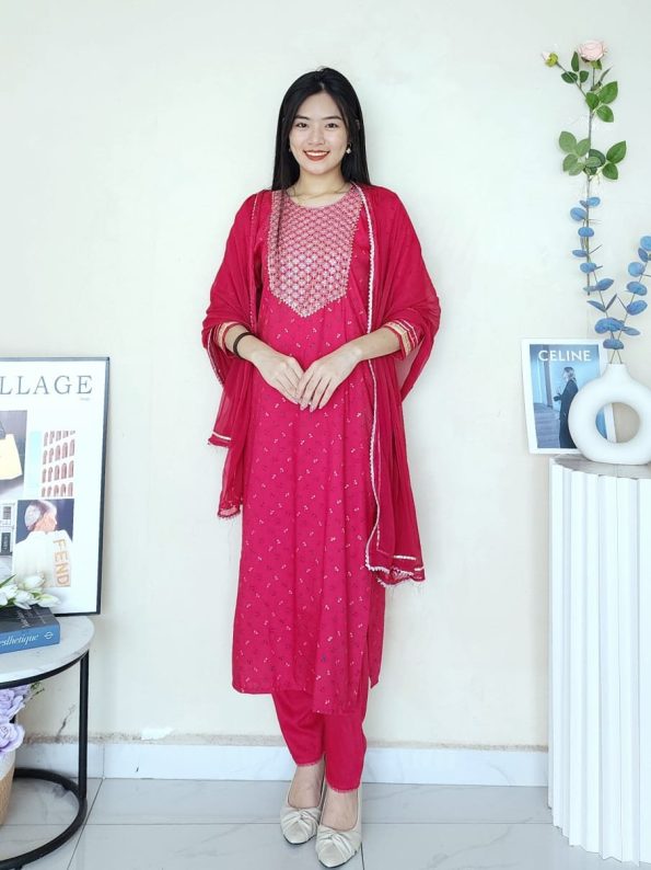 Ivory Punjabi Suit with Dupatta Full Set (9032)