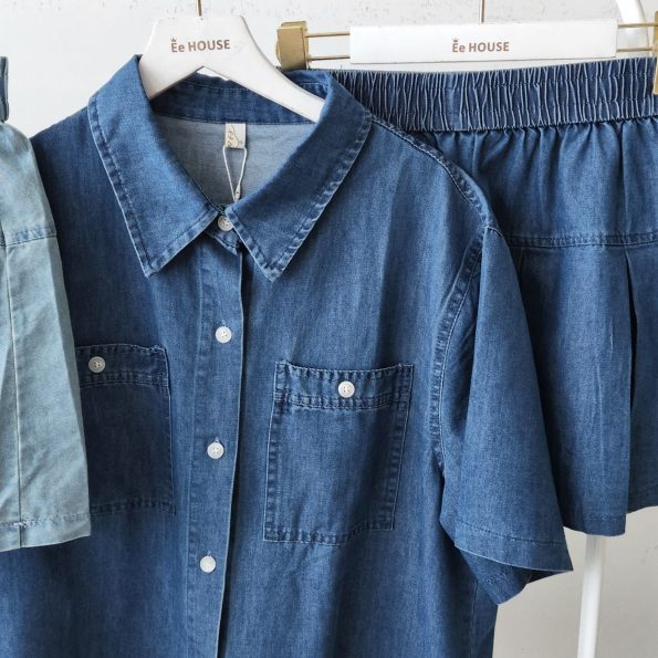 高品Denim套装 (上衣+百褶裤裙) (A155)B23