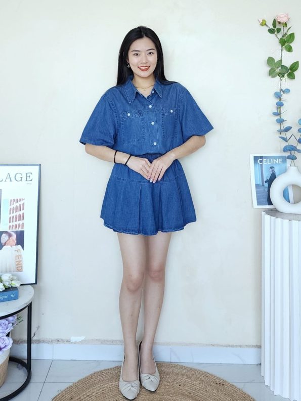 高品Denim套装 (上衣+百褶裤裙) (A155)B23