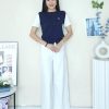 韩版假两件设计棉针织上衣 (2246)